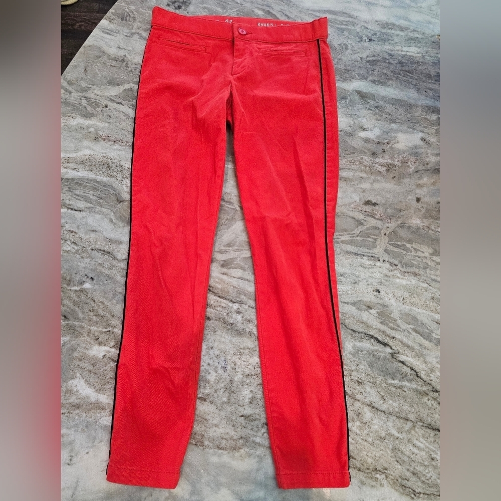 Khakis by GAP Super Skinny Pants Poster Red Cotton Stretch Size 2